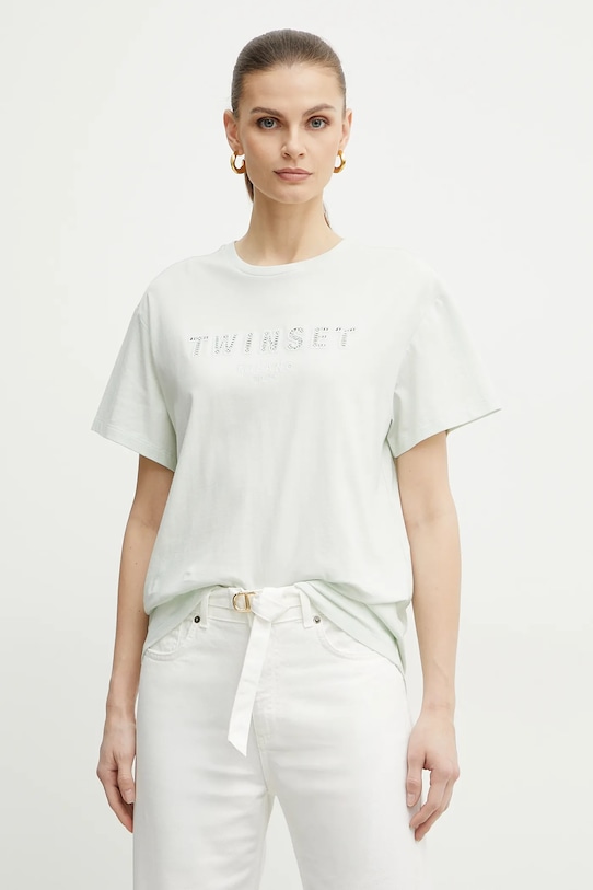 

Хлопковая футболка Twinset, зеленый
