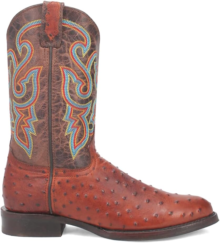 

Мужские повседневные сапоги Dingo Ranger из кожи с принтом под страуса, круглый носок, средней длины - серые