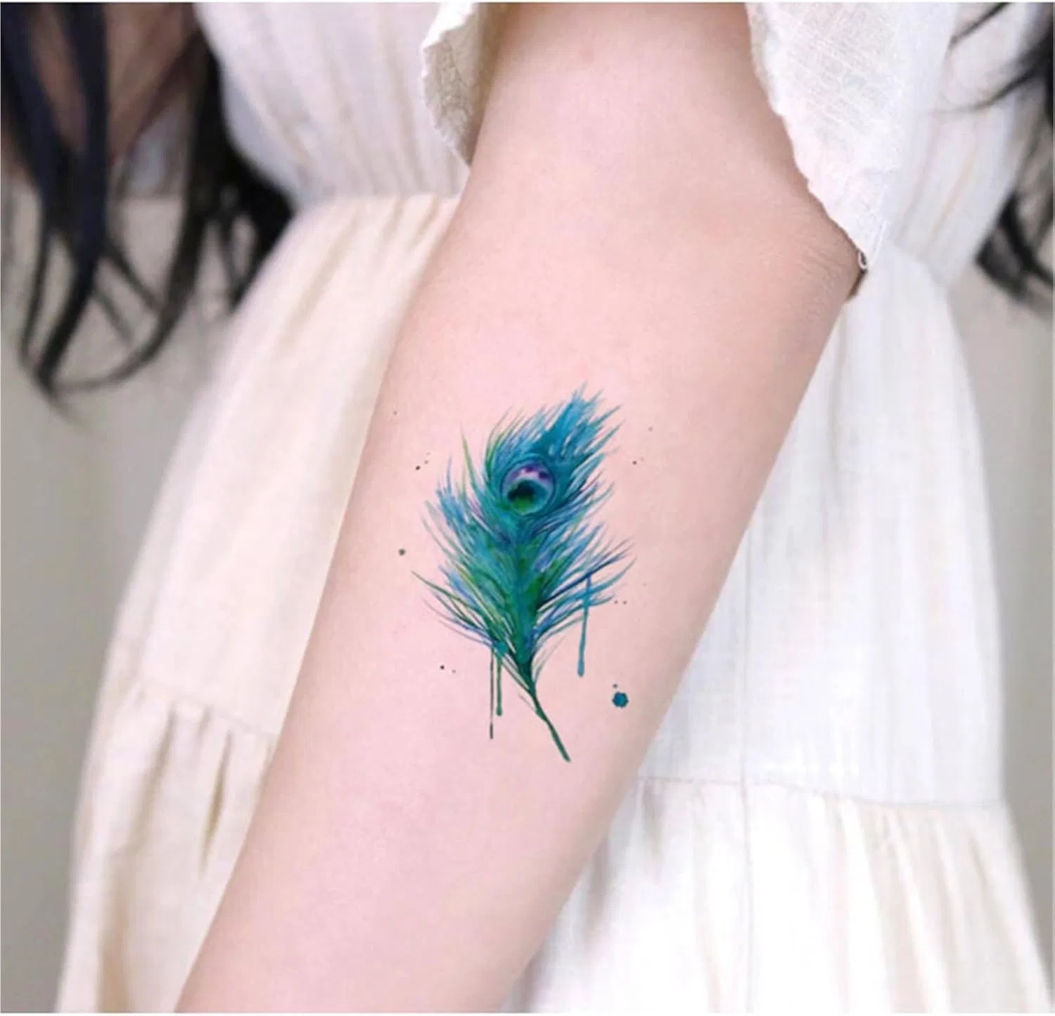 Временная татуировка Peacock Feather, набор 2 шт, цвет один
