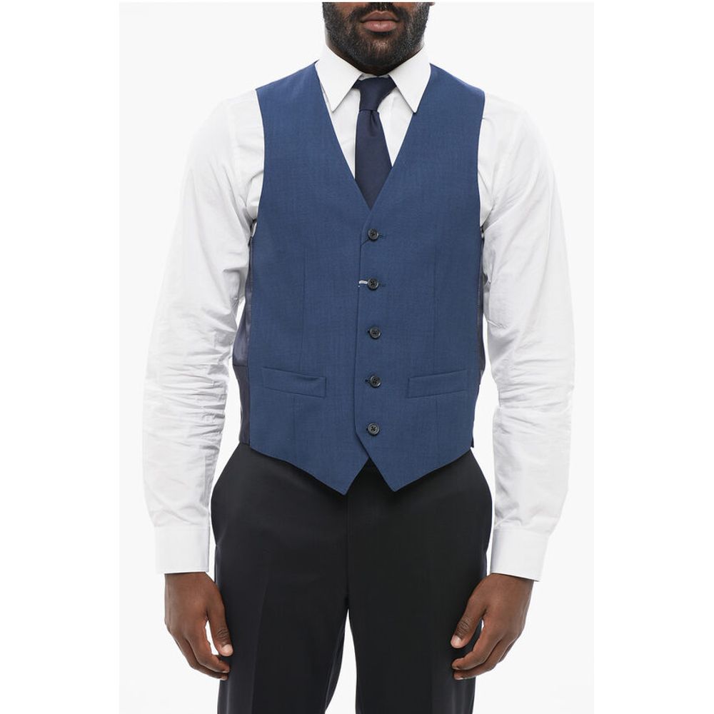 

Жилет из натуральной шерсти с поясом-хлястиком Corneliani, Blue