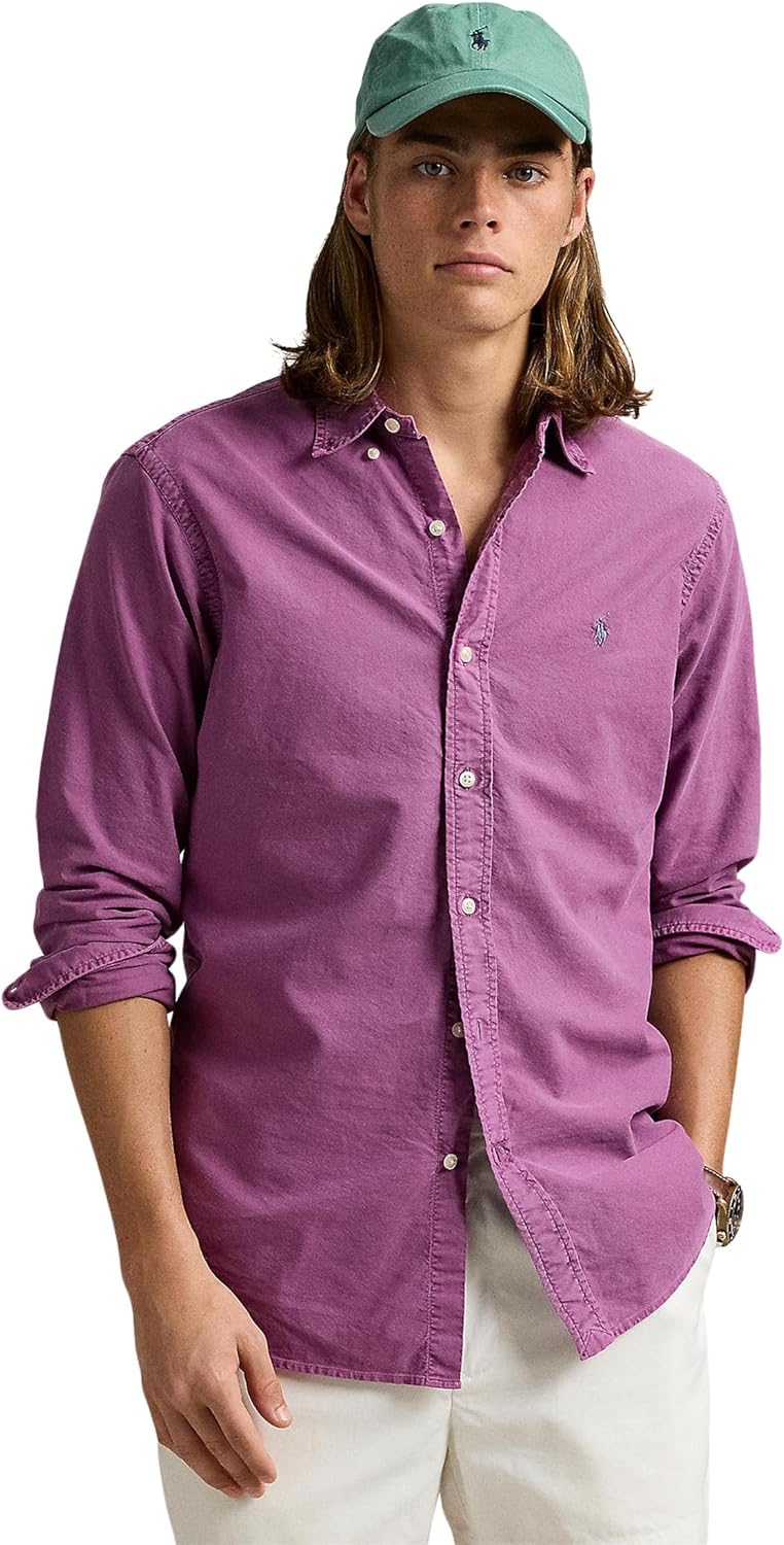 

POLO RALPH LAUREN Мужская классическая оксфордская рубашка с длинным рукавом, Tea Rose