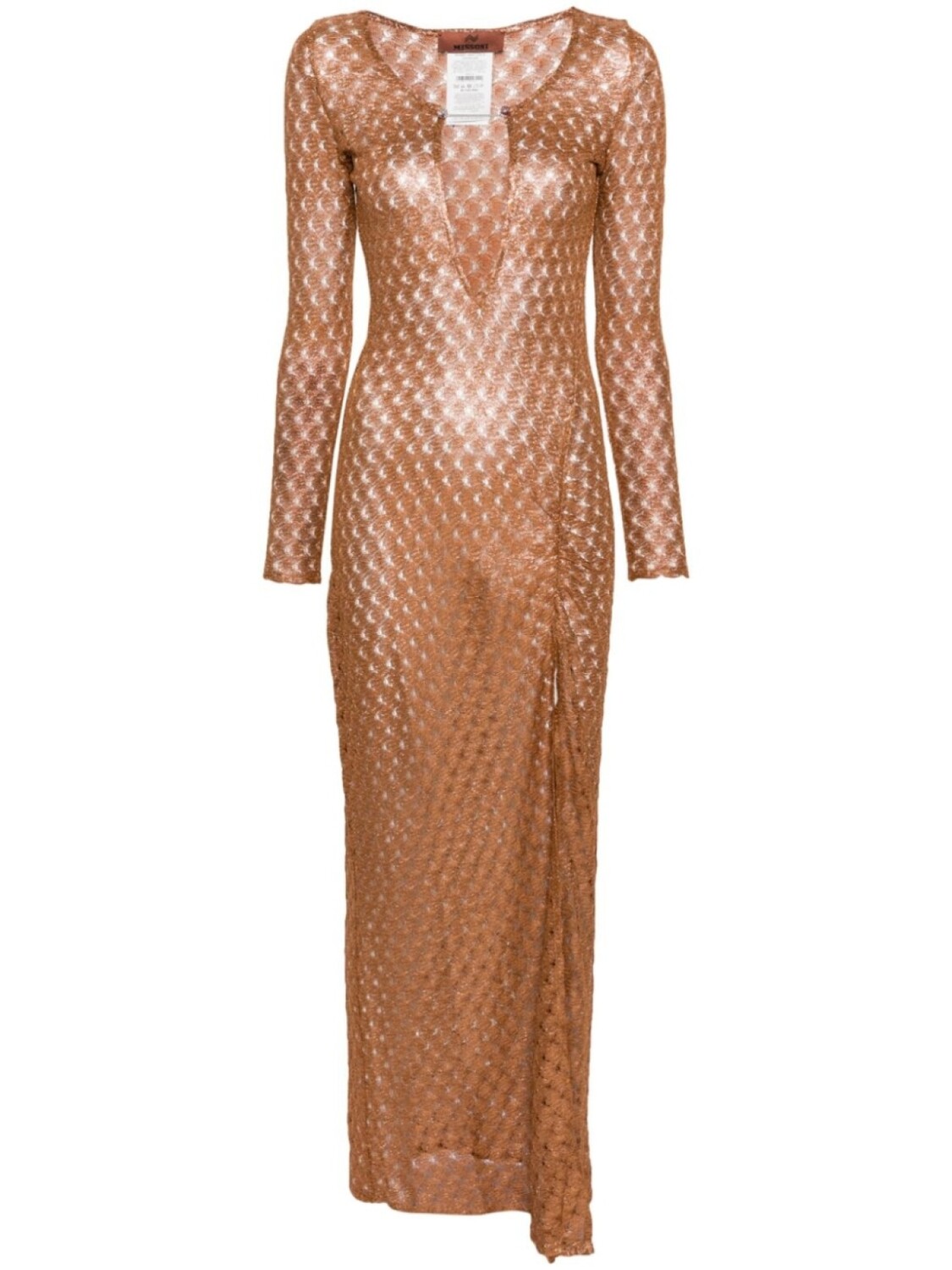 

Missoni кружевное платье макси с эффектом металлик, коричневый