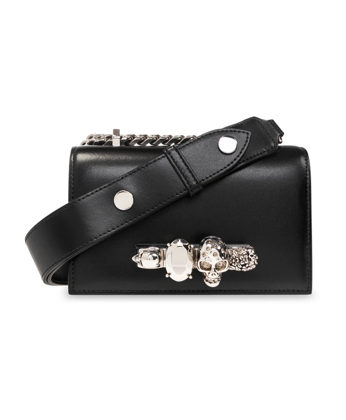 

Миниатюрная сумка через плечо с драгоценными камнями Alexander Mcqueen, черный