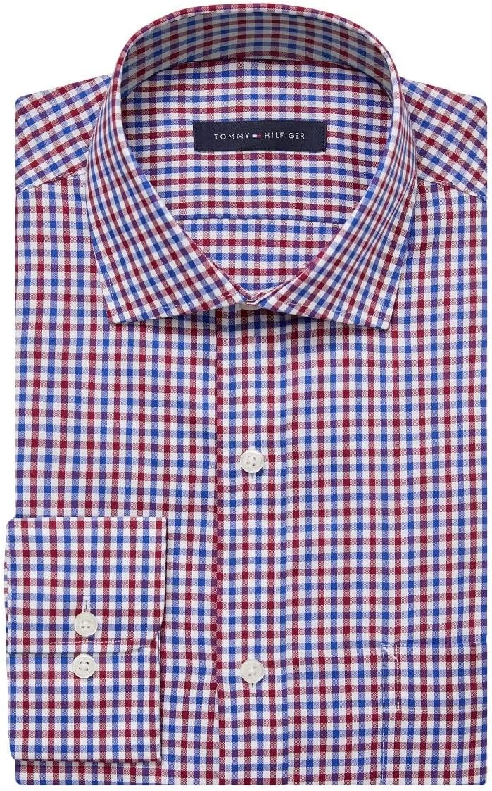 Мужская рубашка Tommy Hilfiger, классический крой, не гладится, в клетку, Rouge — фото 3