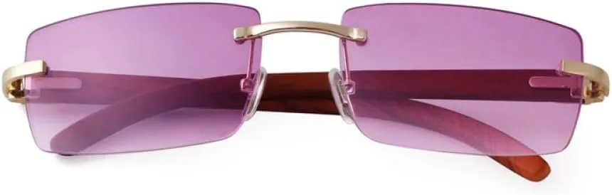 

Женские солнцезащитные очки MUTYNE без оправы, деревянные дужки, модные уличные очки, квадратная форма, роскошные очки, защита от УФ-излучения UV400, C6 Double Purple