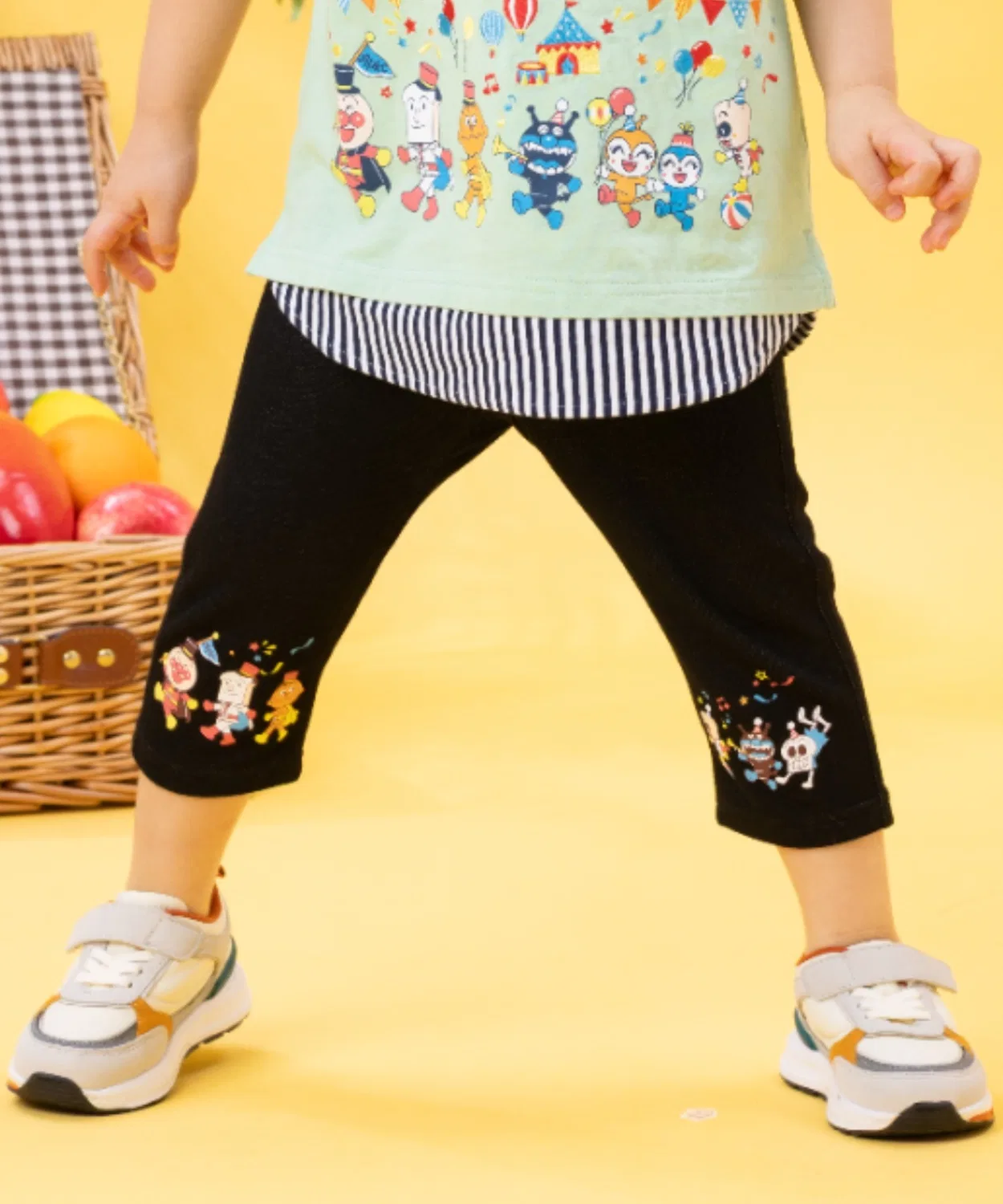 Леггинсы 7/8 с принтом парада Anpanman, чёрные