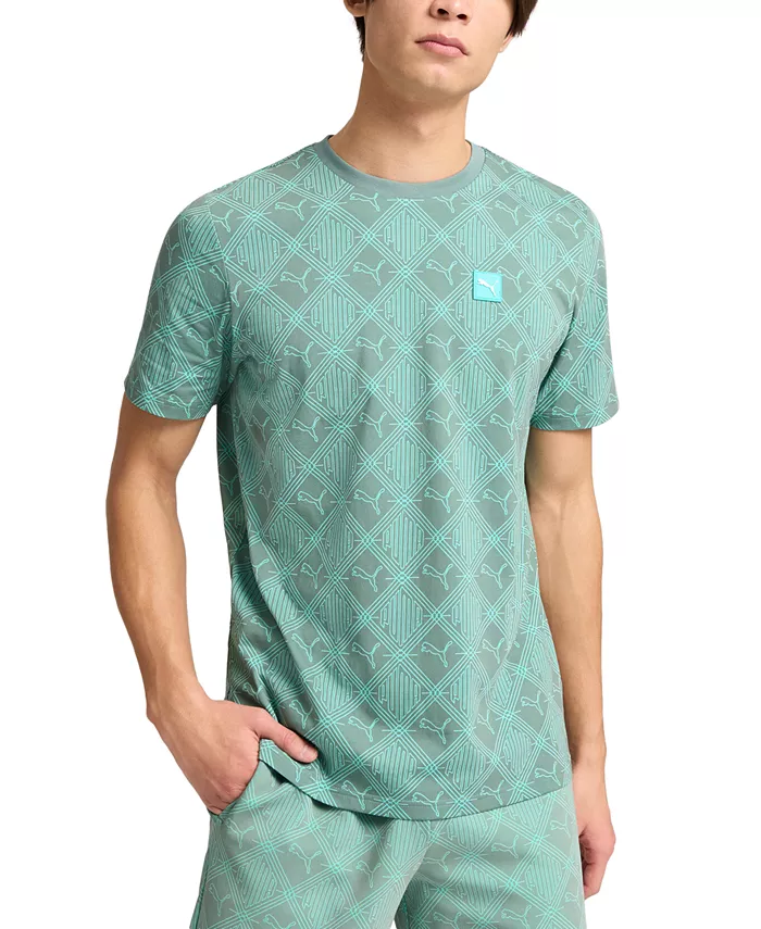 

Мужская футболка Essential Logomania Allover Print Puma, зеленый
