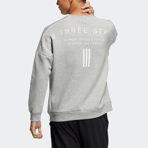 Толстовка adidas Solid Color Minimalistic Alphabet Printing Round Neck Sports Unisex Gray, серый — фото 3