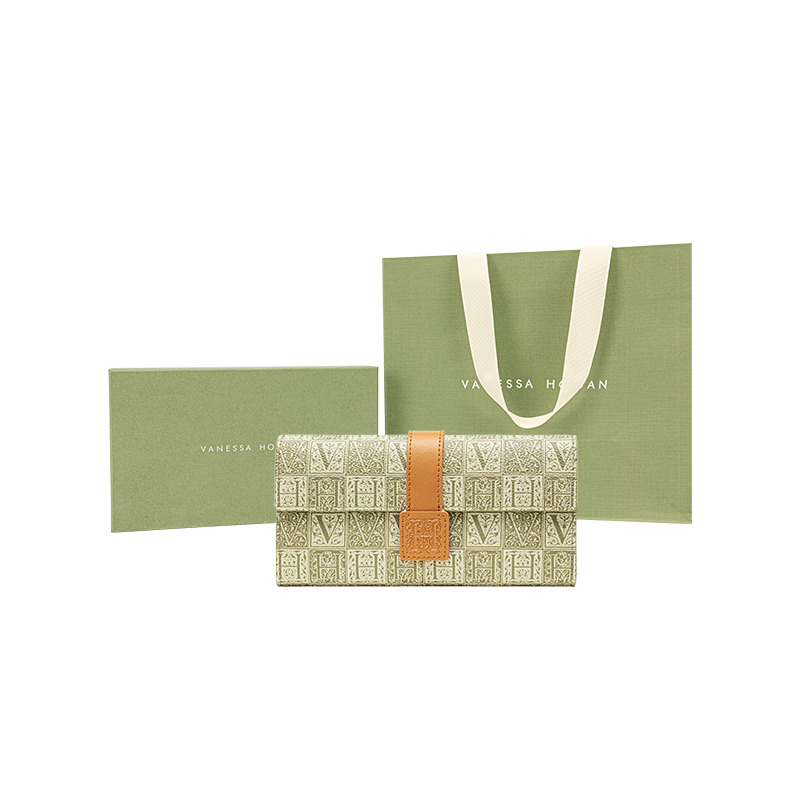 

Кожаный клатч на зажиме унисекс зеленый/серый/коричневый/светло-зеленый/светло-коричневый VANESSA HOGAN