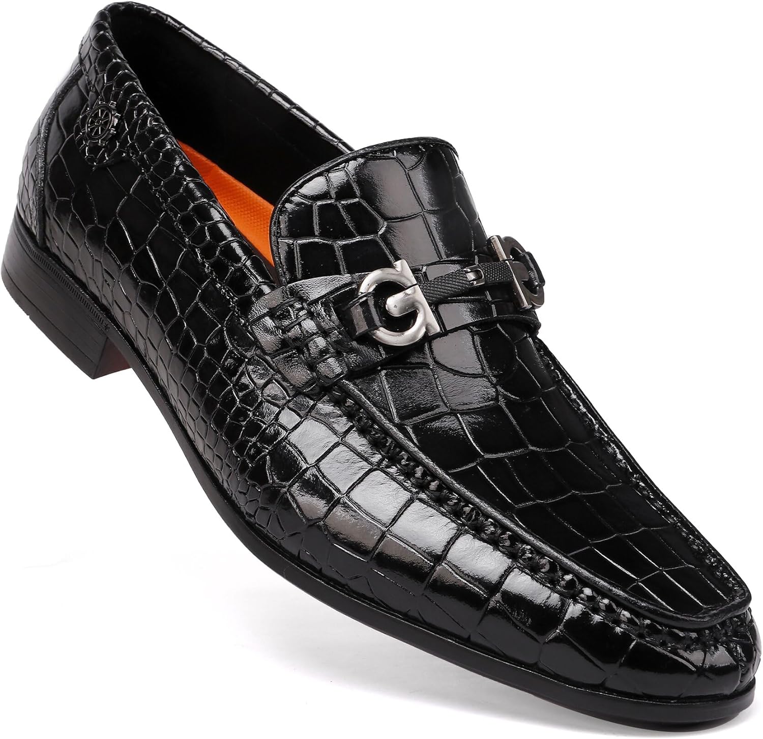 

Мужские туфли-лоферы GOLDEN COXES класса люкс, повседневные, с принтом аллигатора и пряжкой, из кожи, формальные бизнес-туфли для свадьбы и вождения, пенни-лоферы Golden Coxes Family, черный