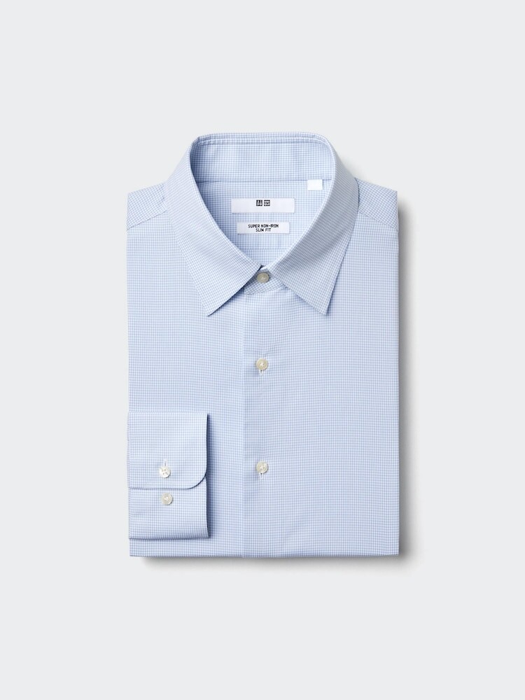 

Рубашка super non-iron slim fit в клетку Uniqlo, цвет 61 синий
