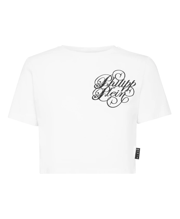 

Укороченная футболка из модала, прямого кроя. Philipp Plein, белый