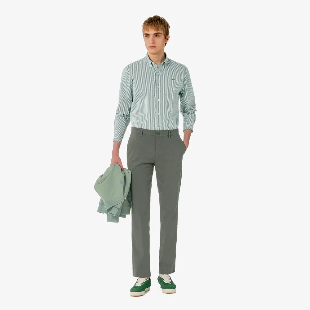 Мужские брюки чинос из пряжи цвета хаки от Lacoste — фото 4