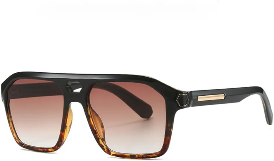 

Солнцезащитные очки прямоугольной формы с крупной оправой для мужчин, зеркальные солнцезащитные очки для женщин с защитой от УФ-излучения UV400 MTZJH, C3 Black Tea