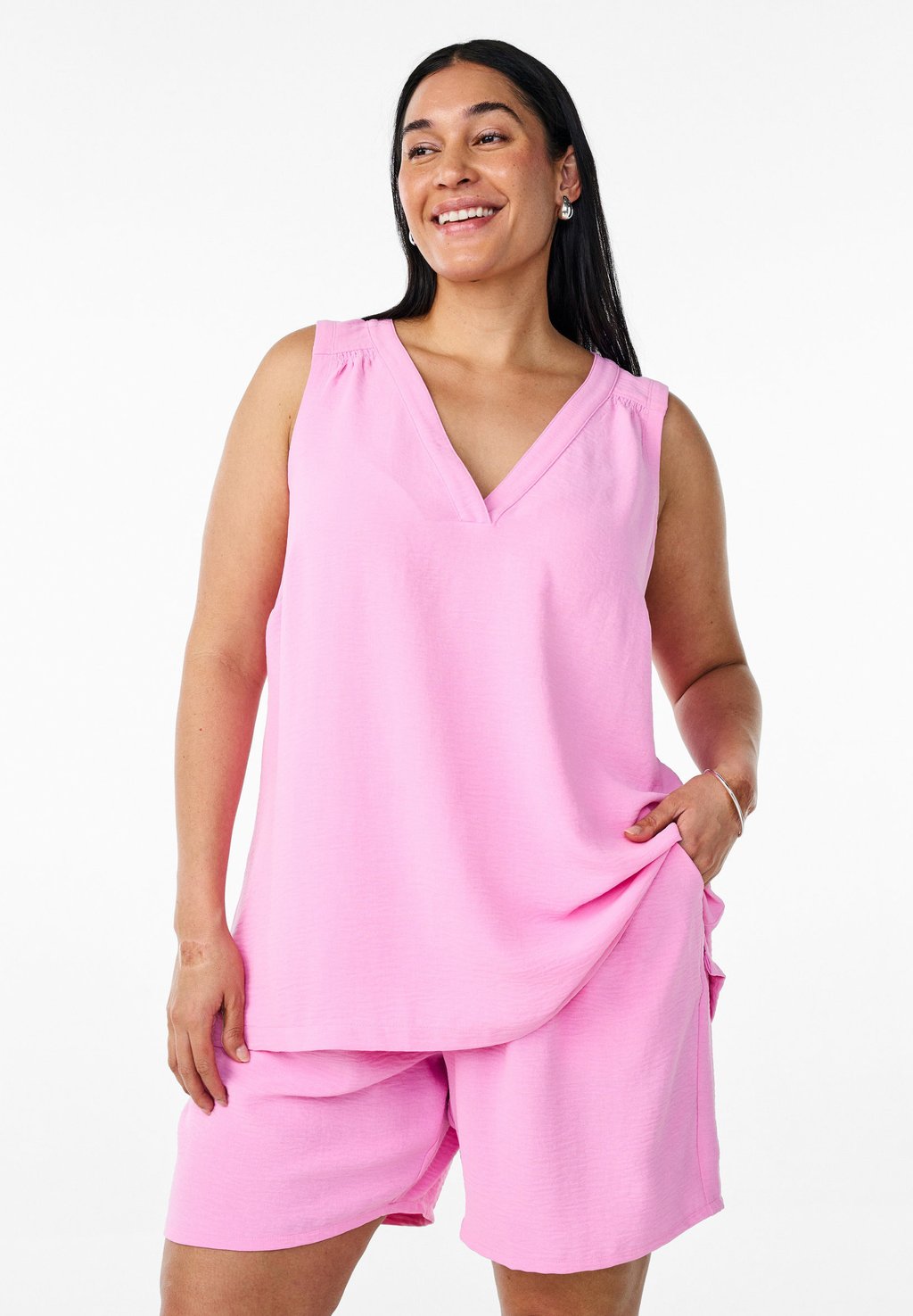 

Топ ÄRMELLOSES MIT FALTENDETAILS - Blouse Zizzi, светло-розовый