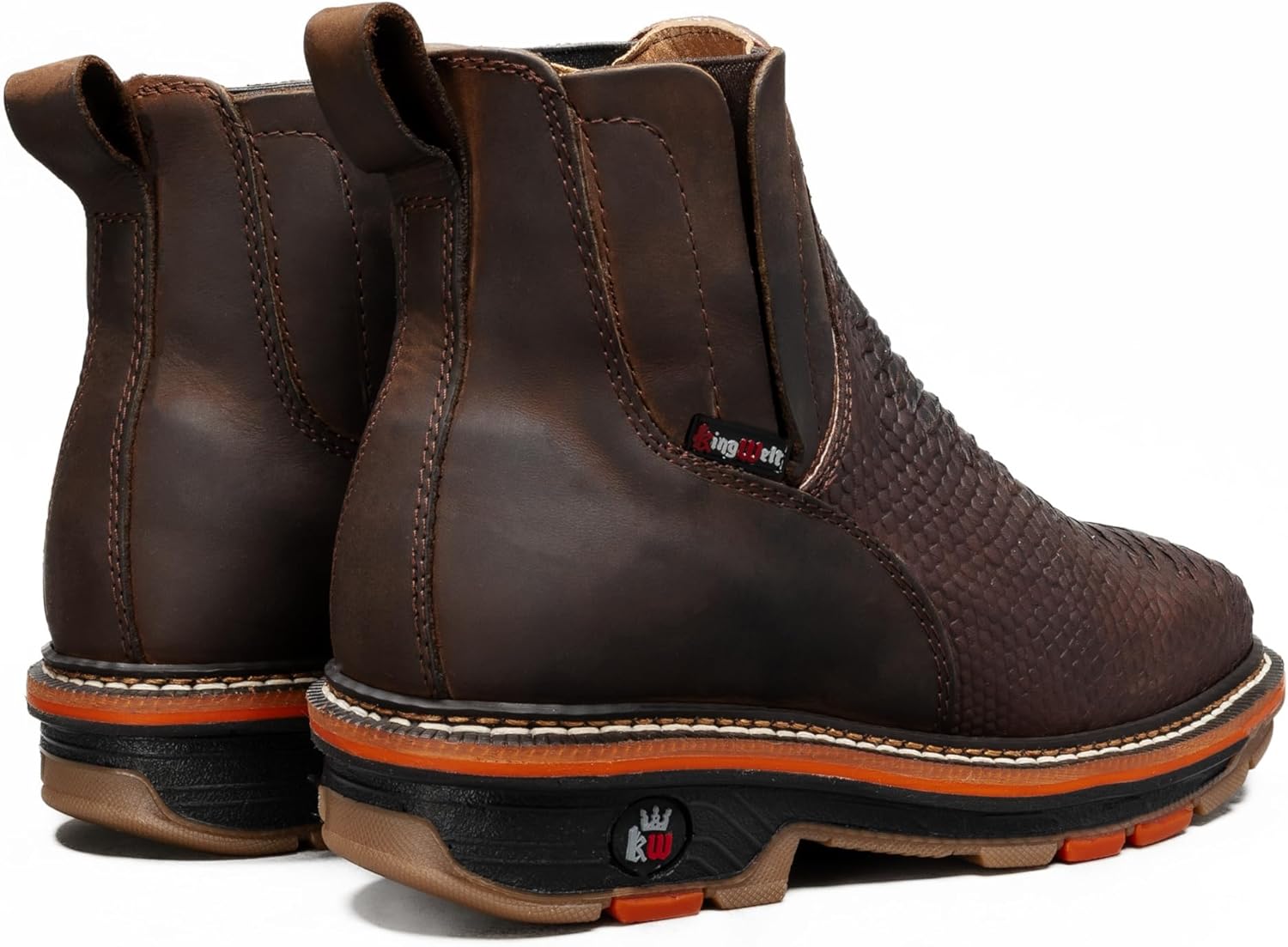 Мужские ботинки King Welt Men’s Ankle Venom Western - Питоновый принт, натуральная кожа, противоскользящая подошва, комфортная стелька, 15 см голенище, амортизация, комфорт на весь день, коричневый — фото 3