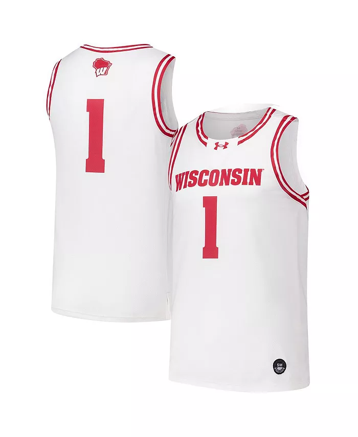 

Мужская 1 белая реплика баскетбольной майки Wisconsin Badgers Under Armour