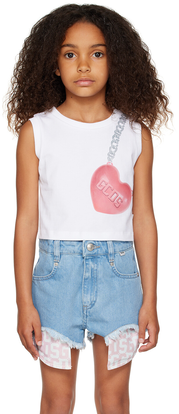 

Детская белая майка с рисунком GCDS Kids