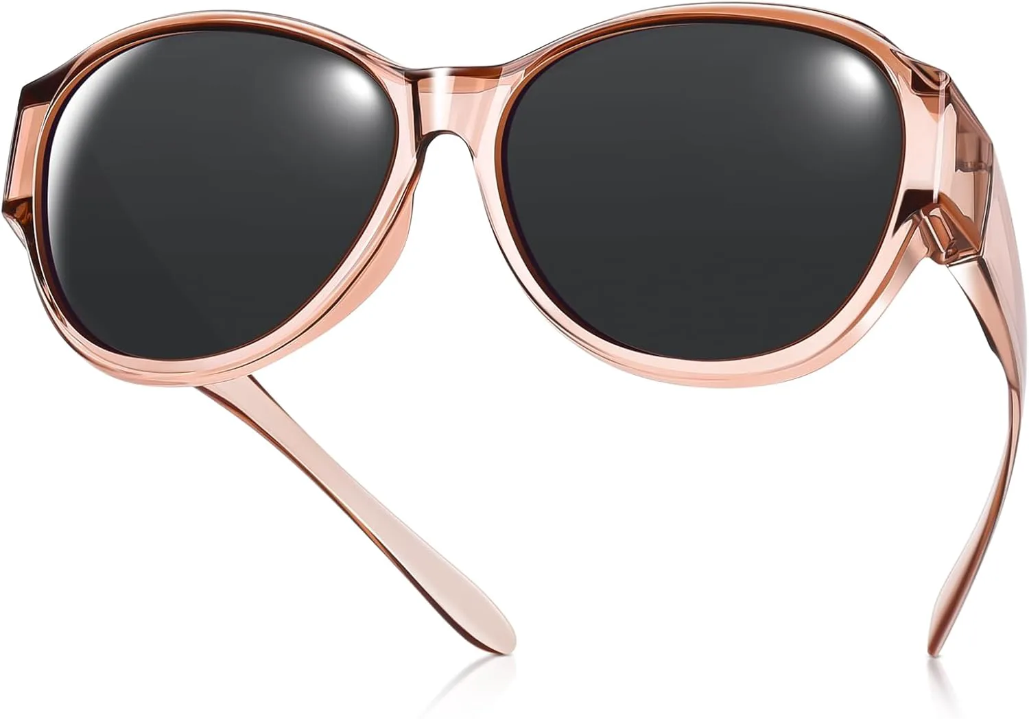 

Очки-накладки большого размера для женщин и мужчин, модные очки «кошачий глаз» с поляризацией и 100% защитой от УФ-излучения TINHAO, Brown Frame/Black Lens