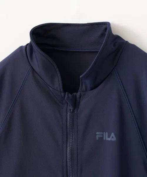 Лонгслив рашгард FILA, фулл-зип, темно-синий — фото 4