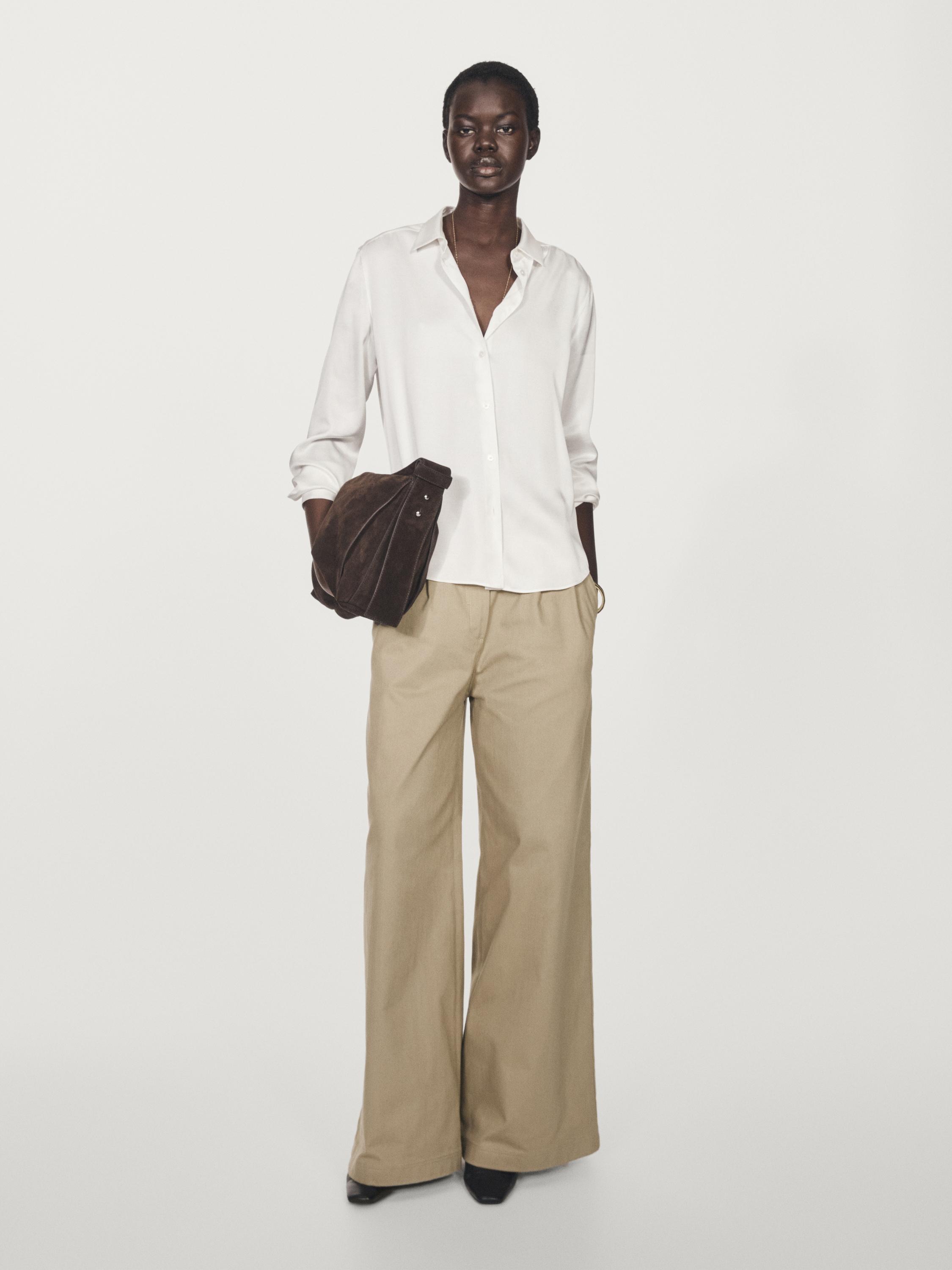 

Струящаяся атласная рубашка Massimo Dutti, белый