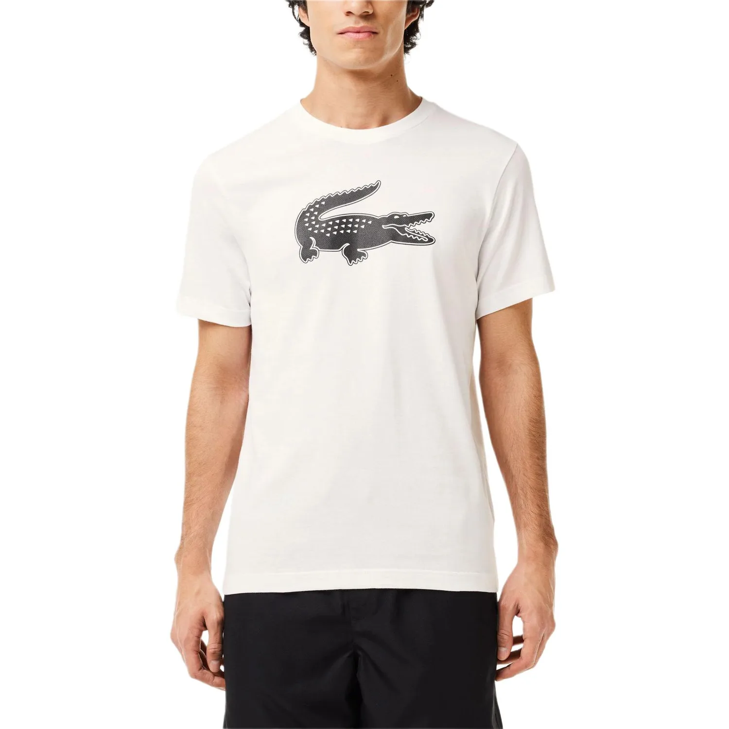 Футболка из джерси с принтом крокодила LACOSTE, черный белый — фото 4
