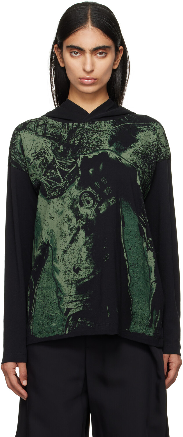 

Футболка с капюшоном и длинными рукавами MM6 Maison Margiela