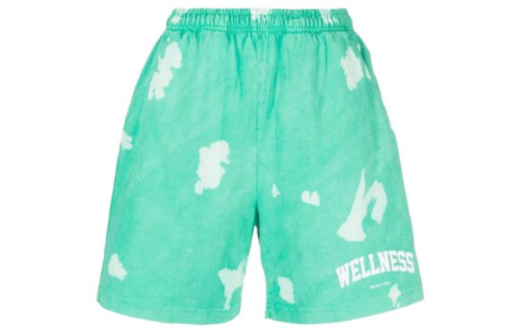 

Шорты с принтом в виде слоганов и эффектом тай-дай Sporty & Rich, светлый зеленый