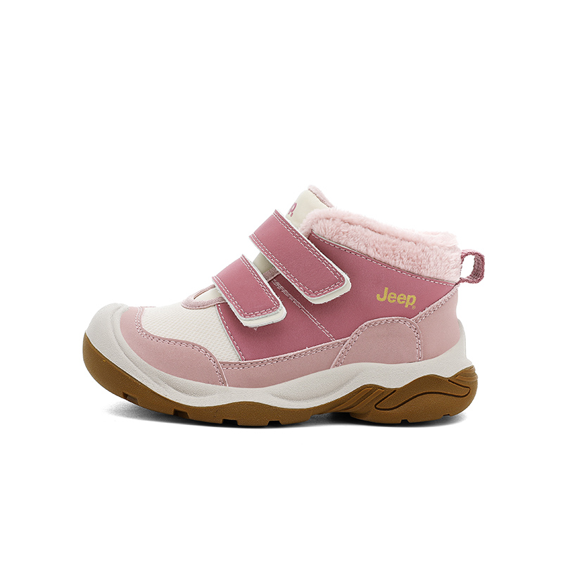 

Утепленные зимние ботинки mid top для детей с противоскользящей и износостойкой подошвой Jeep, кремовый белый/candy розовый[fleece-lined]