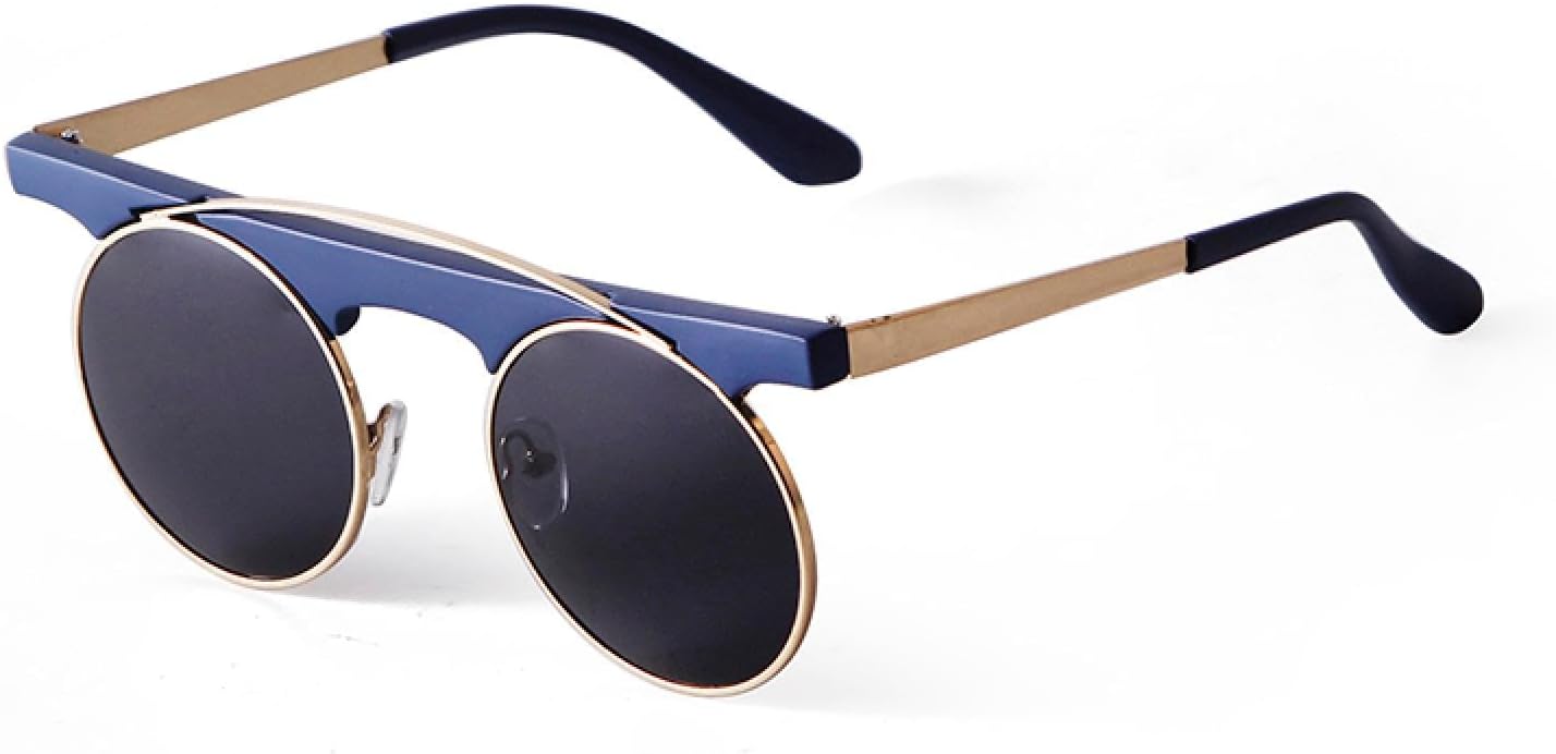 

Ретро-солнцезащитные очки в маленькой круглой оправе для женщин, модные, забавные, в стиле хип-хоп, коричневые, с зеркальными линзами, цельнометаллические WNCKSQ, C111 Blue