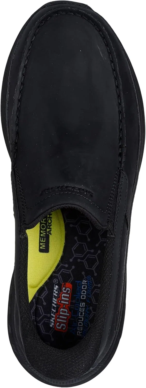 Мокасины с двумя резинками, кожаные, Skechers, черный — фото 4