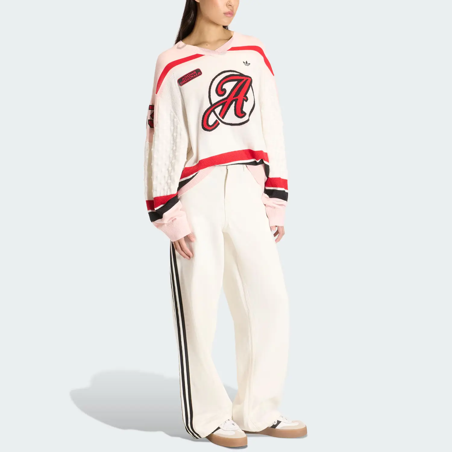 Свитер Adidas Originals Os Sports Jersey, белый/светло-розовый — фото 4