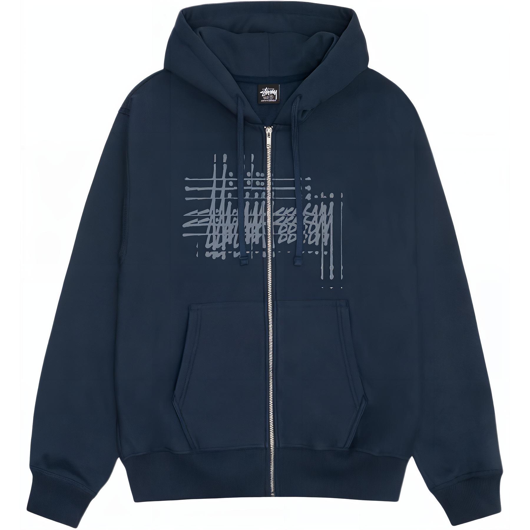 

Refracted Zip Hoodie Stussy, Морской Синий