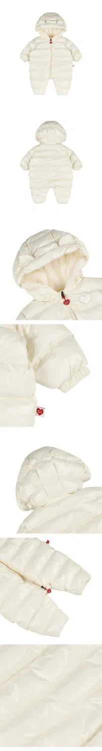 Детский пуховый комбинезон с капюшоном Baby Glossy кремовый от Belita&Boys — фото 3