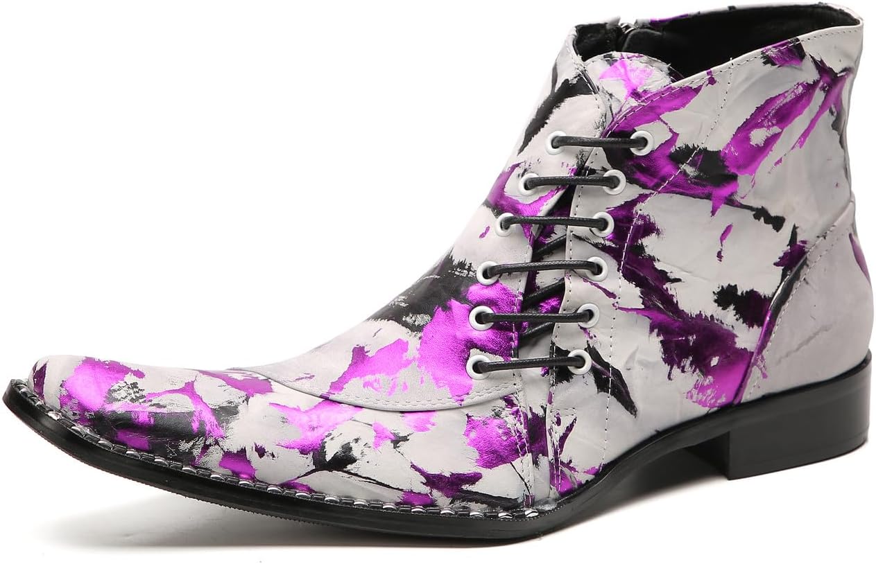 

Мужские ботинки Santimon Chelsea для вечеринок, повседневные ковбойские ботинки, мода и комфорт, шнуровка сбоку, западные ботинки до щиколотки для мужчин, фиолетовый