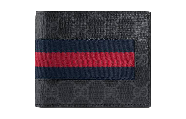 

GUCCI Холщовый кошелек с кожаной отделкой мужской черный