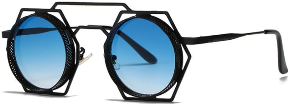 

Круглые солнцезащитные очки в стиле стимпанк для женщин и мужчин, с металлической сеткой, с индивидуальным дизайном, женские очки-маска с защитой от УФ-излучения UV400 WNCKSQ, Black-blue