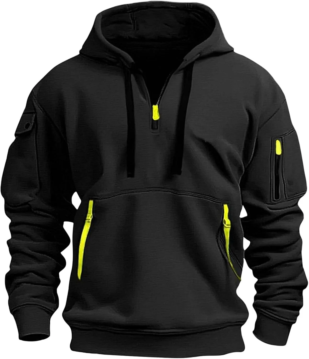 

Толстовка с капюшоном для мужчин, Quarter Zip Pullover Tactical, винтажная, с длинным рукавом и карманами