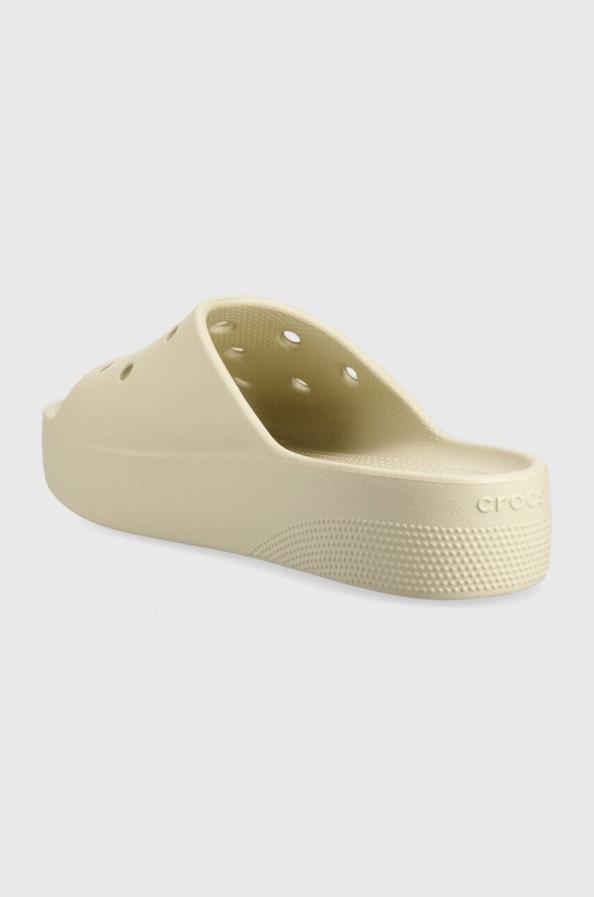 Классические шлепанцы на платформе Crocs, бежевый — фото 4