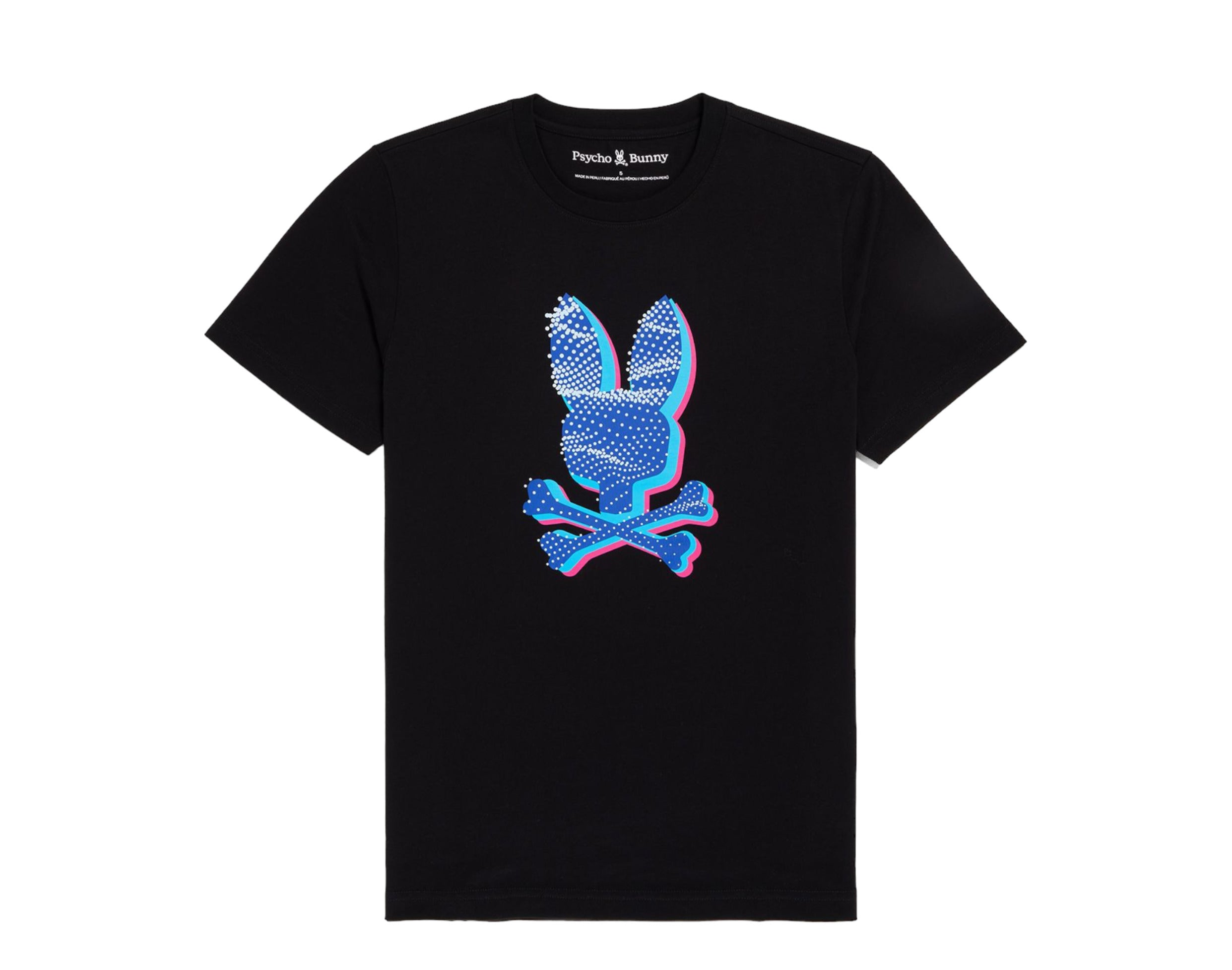 

Мужская футболка Psycho Bunny Elgin Graphic Puff Print, черная/синяя B6U577Z1PC-BLK