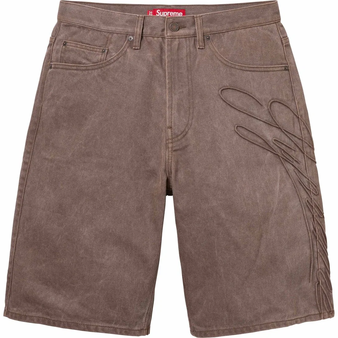 Шорты джинсовые свободные Supreme Script Denim Short вымытый индиго — фото 3