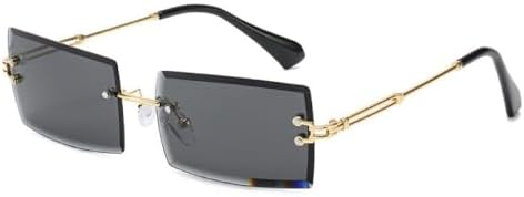 

Модные прямоугольные солнцезащитные очки без оправы для женщин, солнцезащитные очки с градиентным переходом для мужчин, защита от УФ-излучения UV400 MTZJH, Golden Black