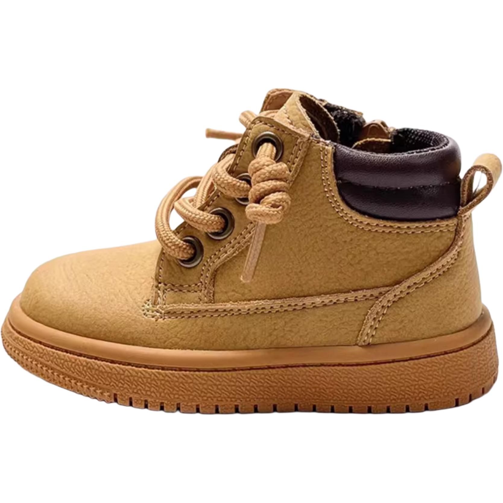 

Скользостойкие износостойкие высокие детские повседневные ботинки для детей 3-7 лет QINUOSHU, коричневый