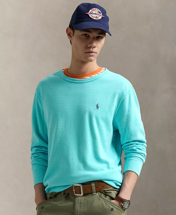 

Мужской хлопковый свитшот с ворсом и круглым вырезом Polo Ralph Lauren, синий