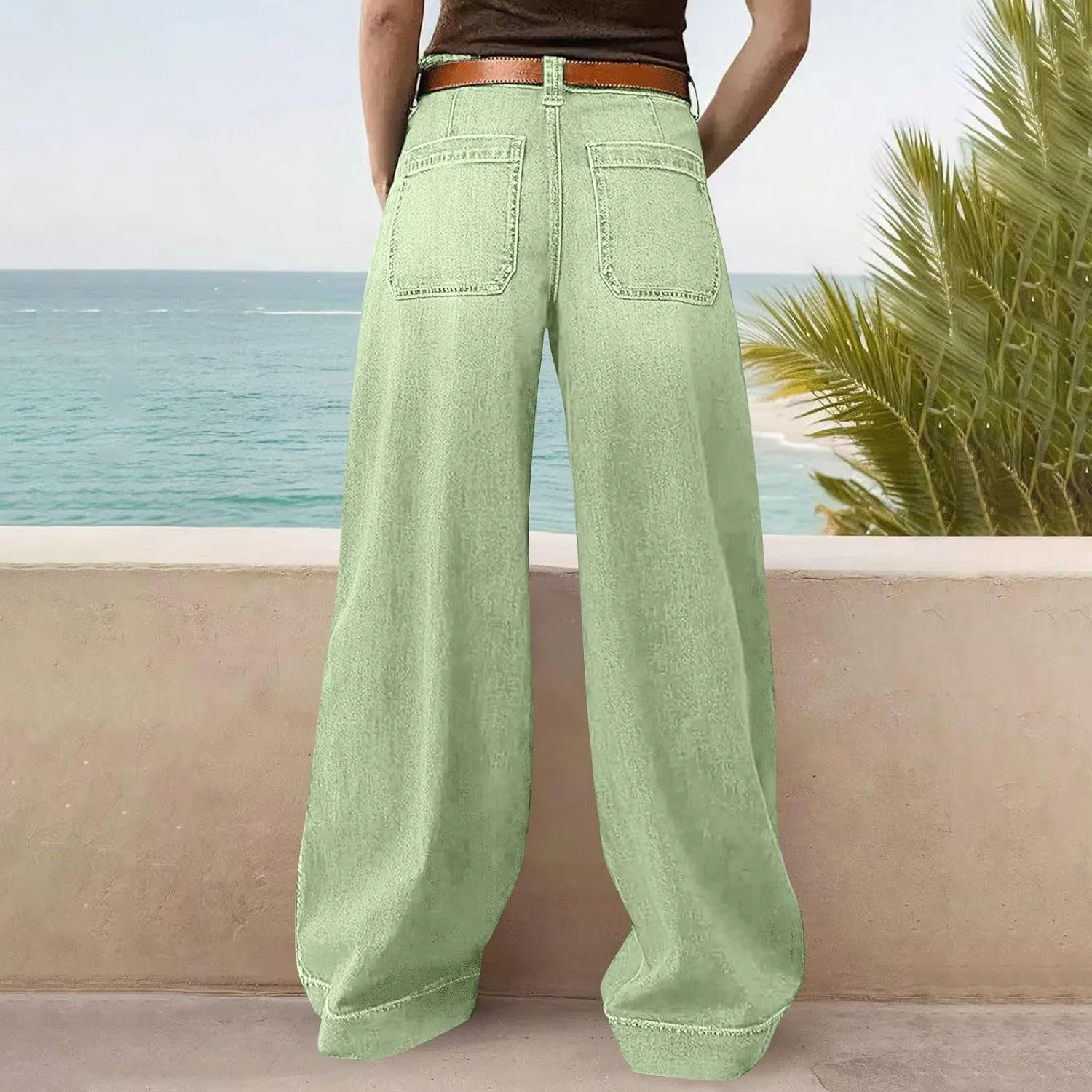 Джинсы свободные женские Mint Green — фото 3