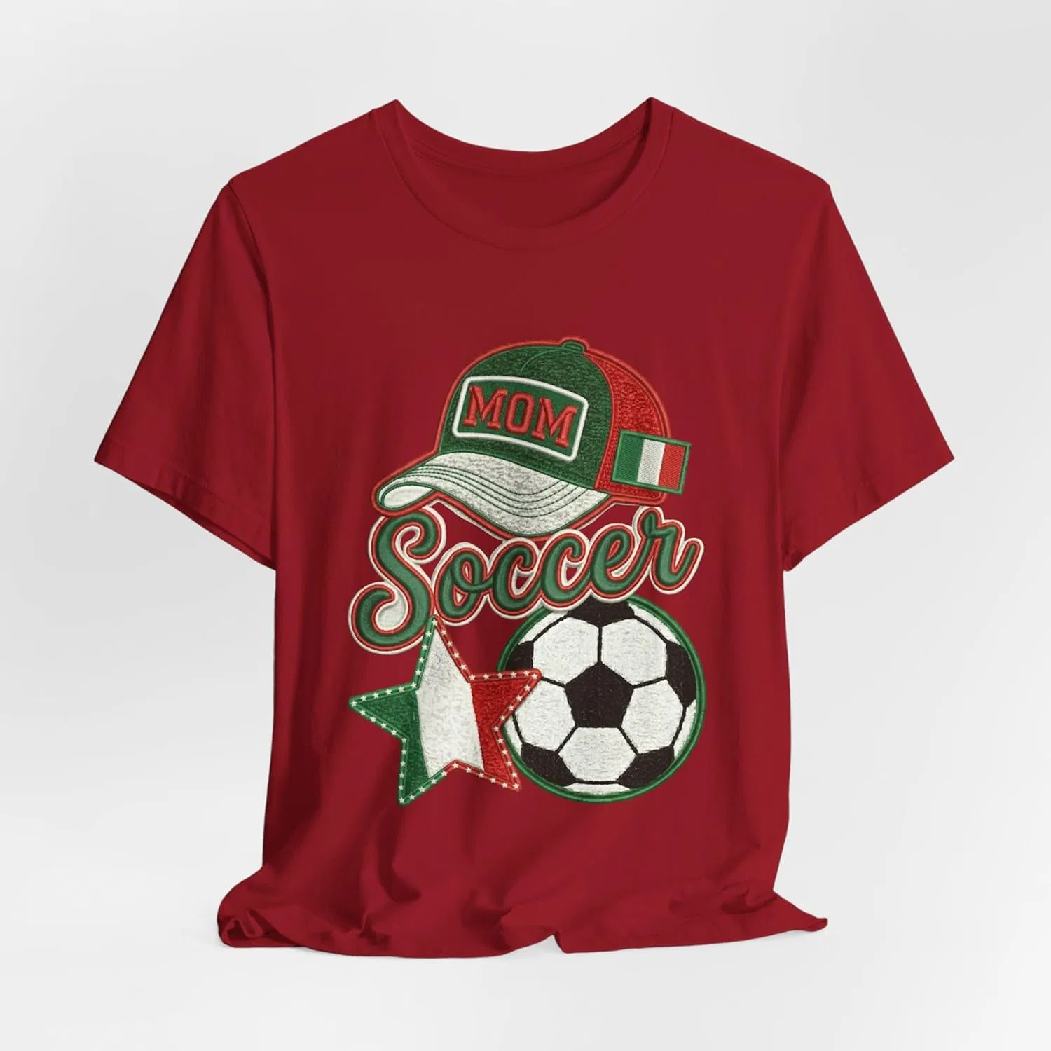 Футболка с принтом Mom Soccer Cap and Ball, футбольный фанат, Canvas Red — фото 4