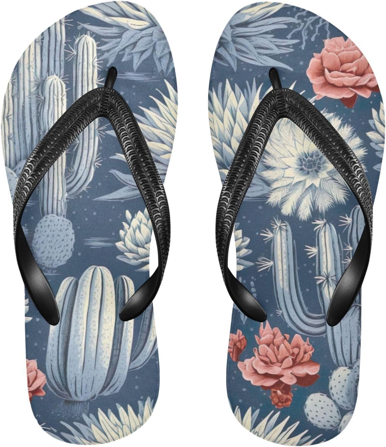 

Шлепанцы с цветочным рисунком кактусов, пляжные летние повседневные сандалии для женщин и мужчин, обувь для душа, размер XS Kfbe, Cactus