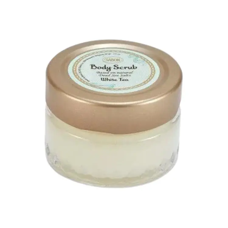 

Нежный скраб для тела с солью Мёртвого моря и жасмином для очищения и восстановления 60 г отшелушивающий SABON, белый Tea