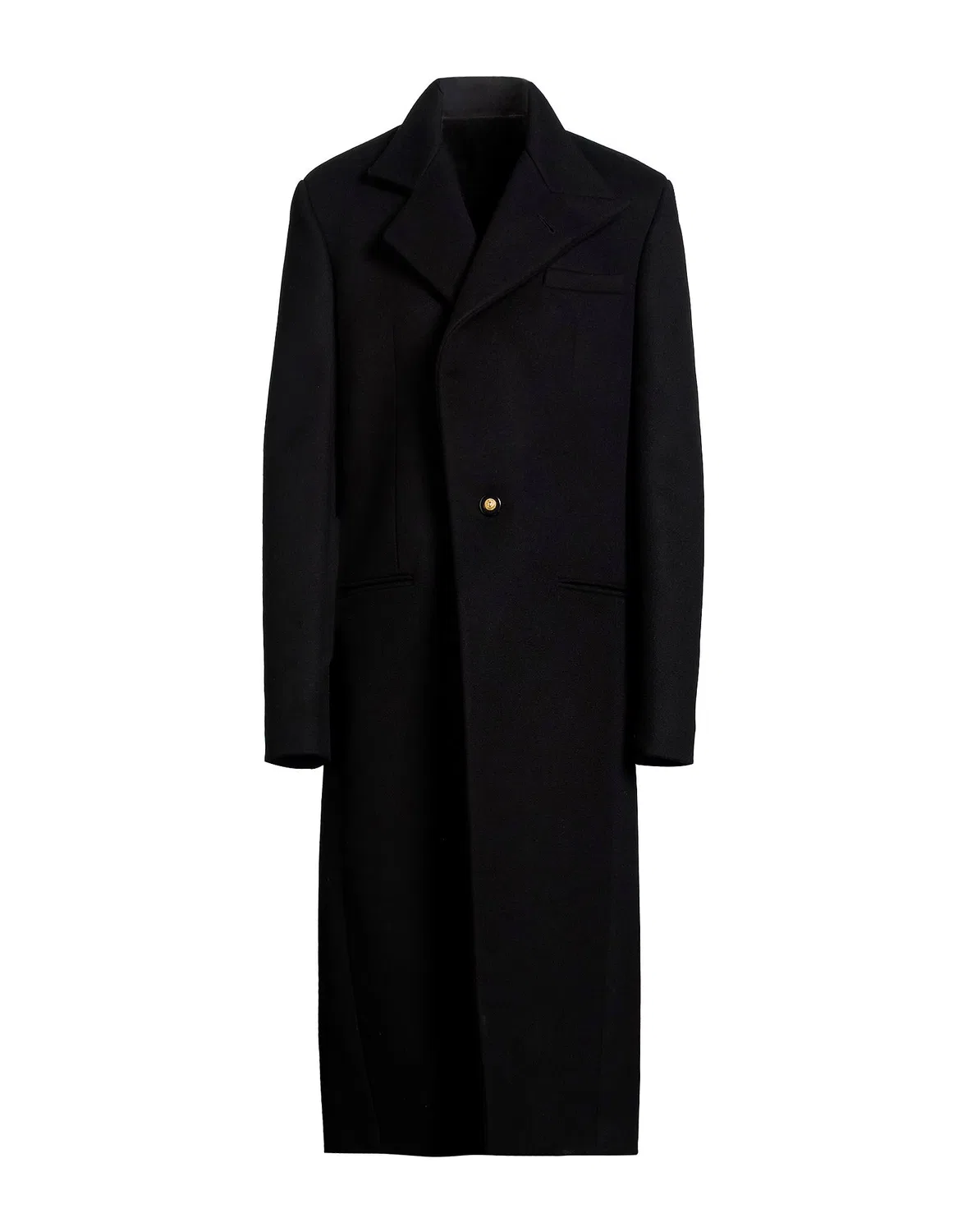 Пальто однобортное из фетра Black BALMAIN