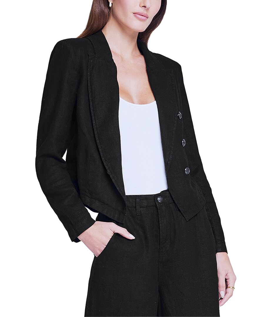 

L’AGENCE Wayne двубортный льняной жакет L'Agence, черный